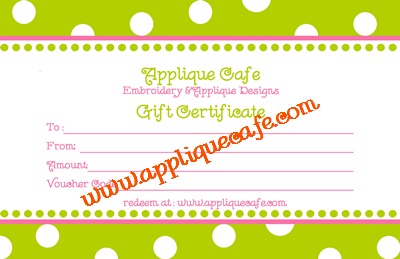 Applique Cafe gift cert 400