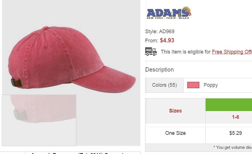 adams pigment dyed hat