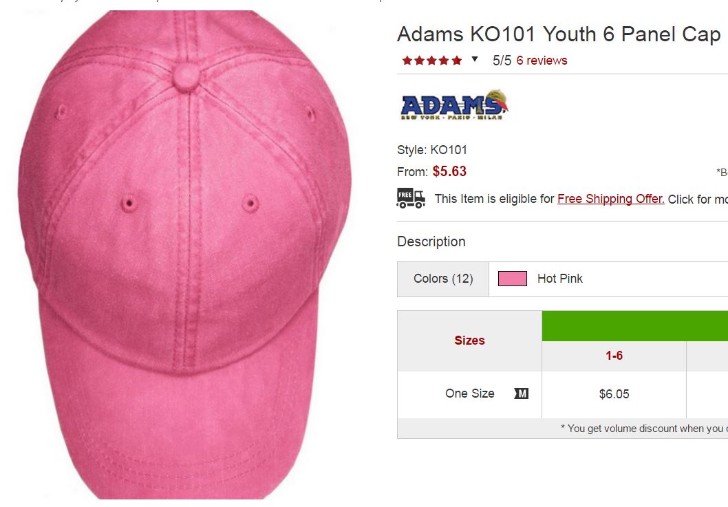 adams youth hat