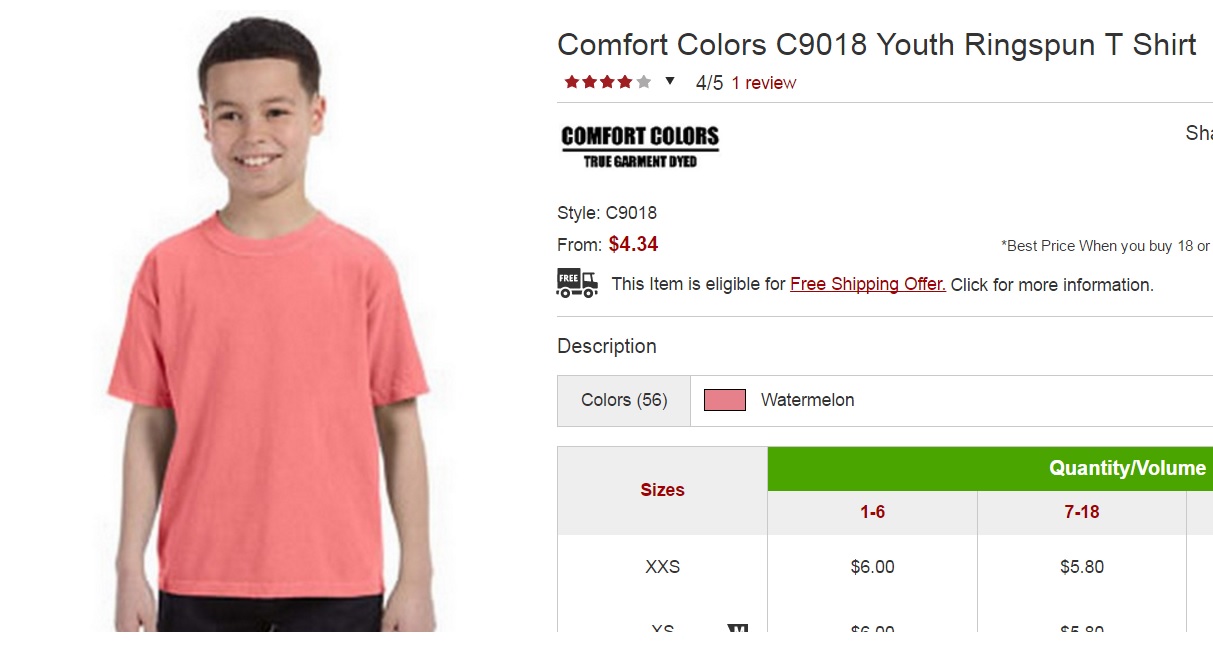 comfort colors youth